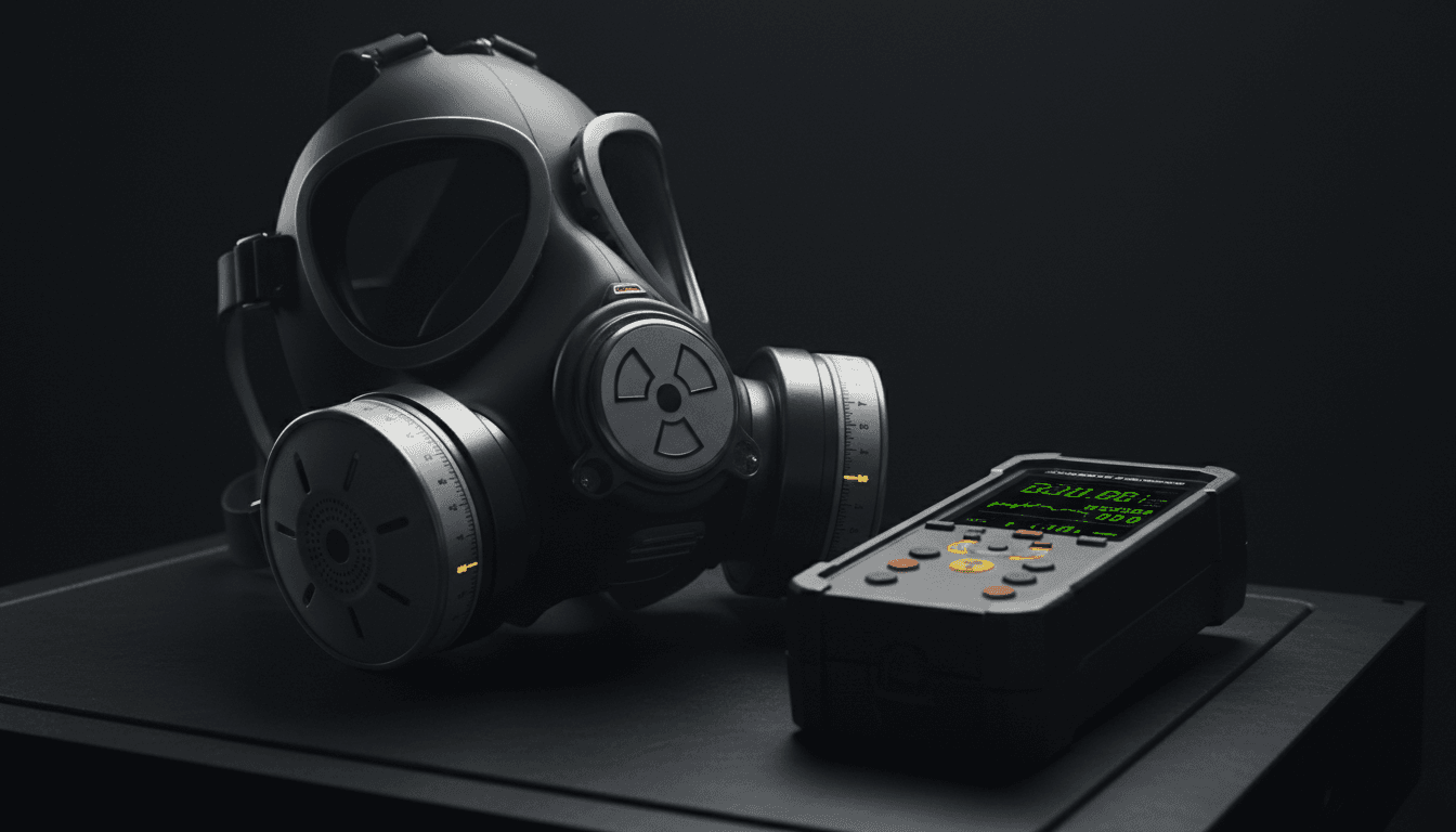 NATO-spec gas mask with digital radiation dosimeter