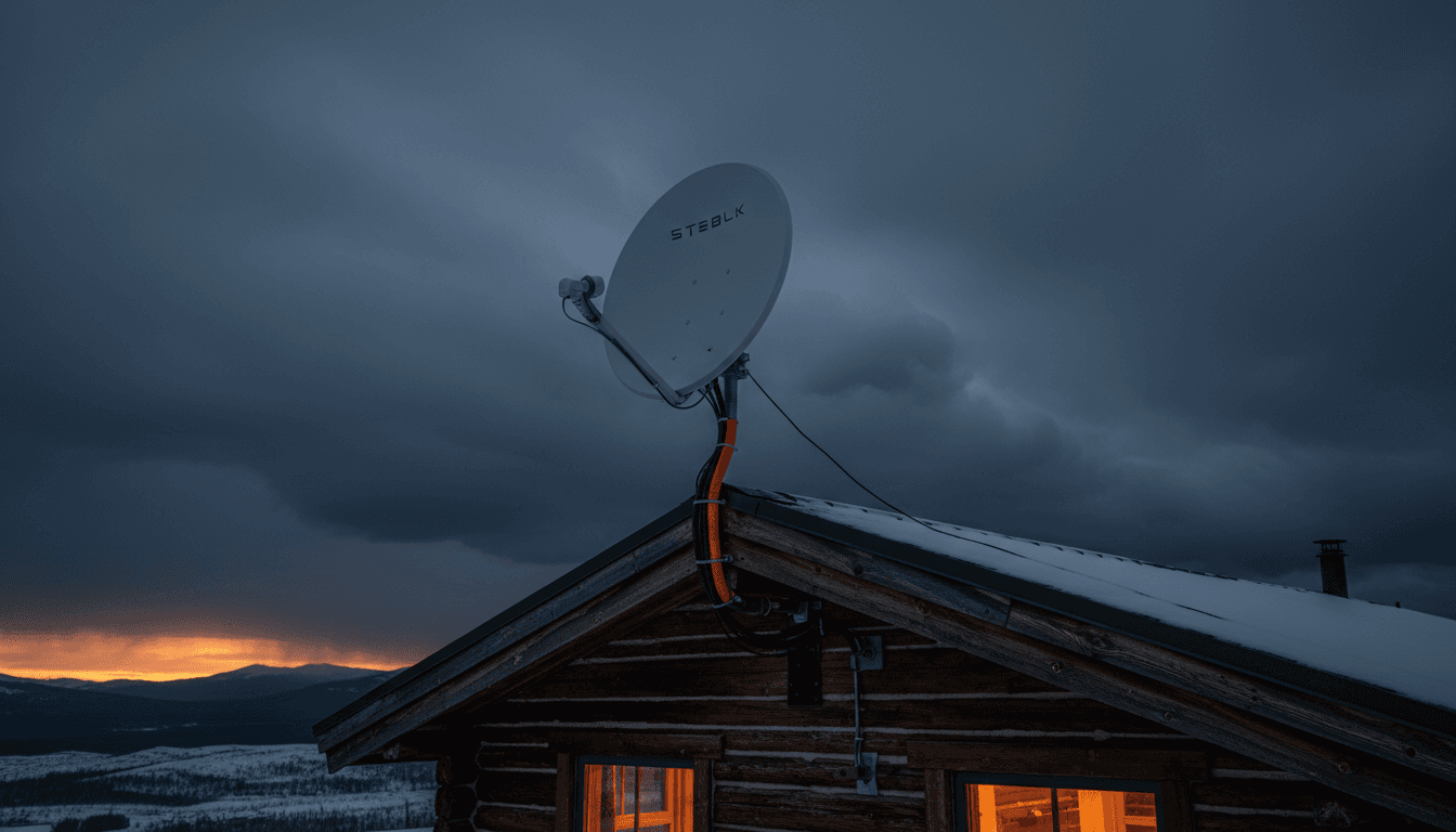 Starlink satellite dish powered for continuous connectivity