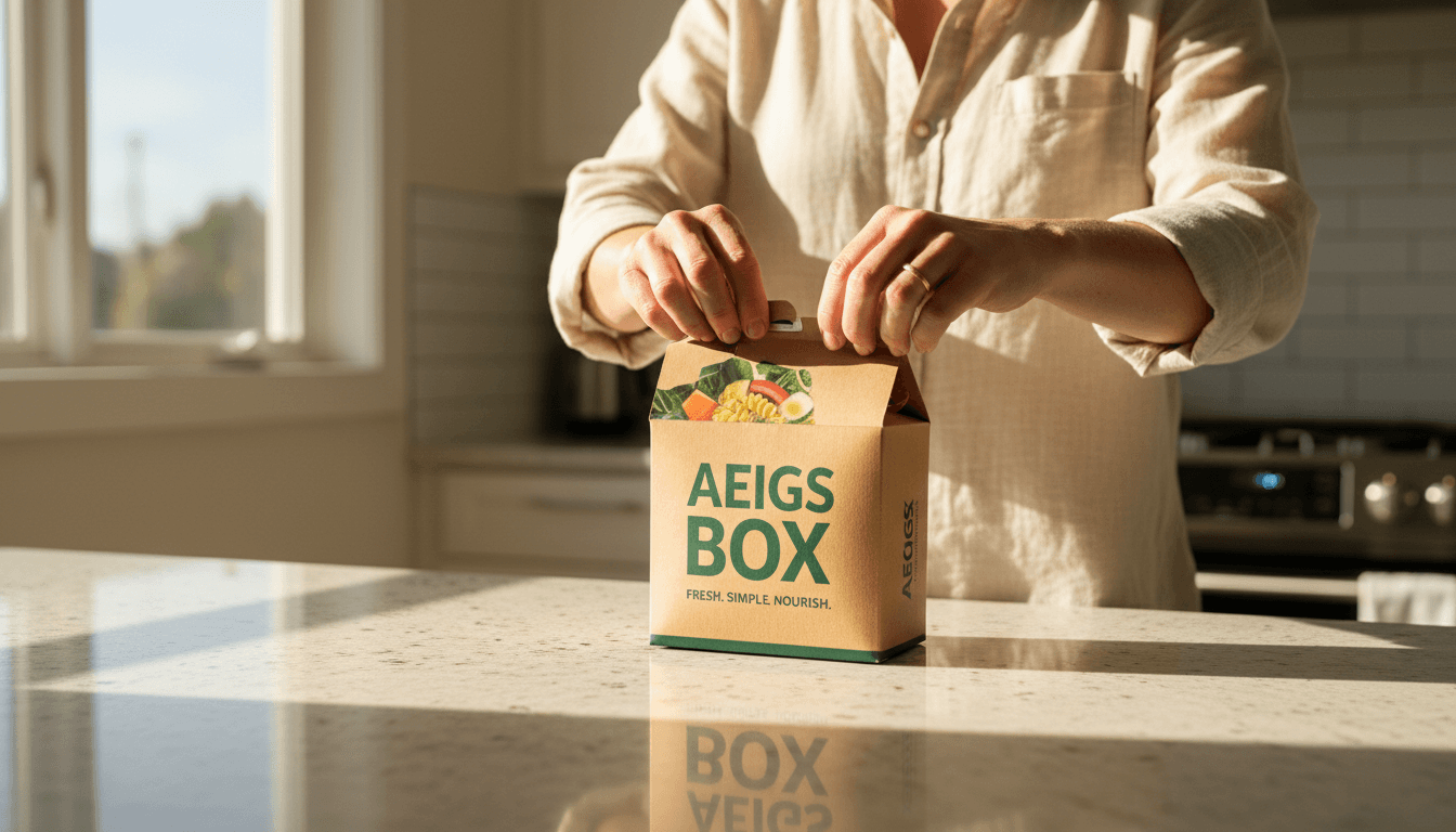 Individual opening Aegis Box meal packet in home kitchen showing straightforward ease of use