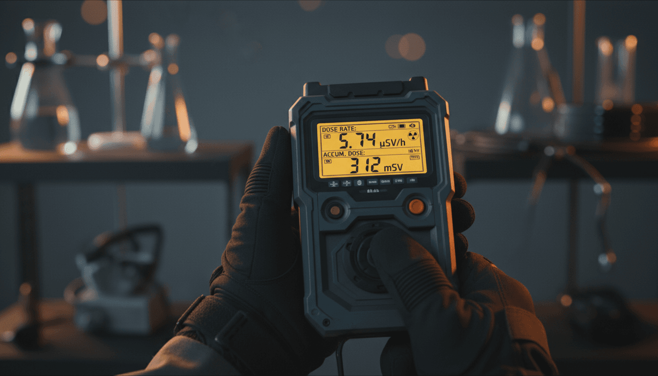 High-tech radiation dosimeter display for professional CBRN assessment