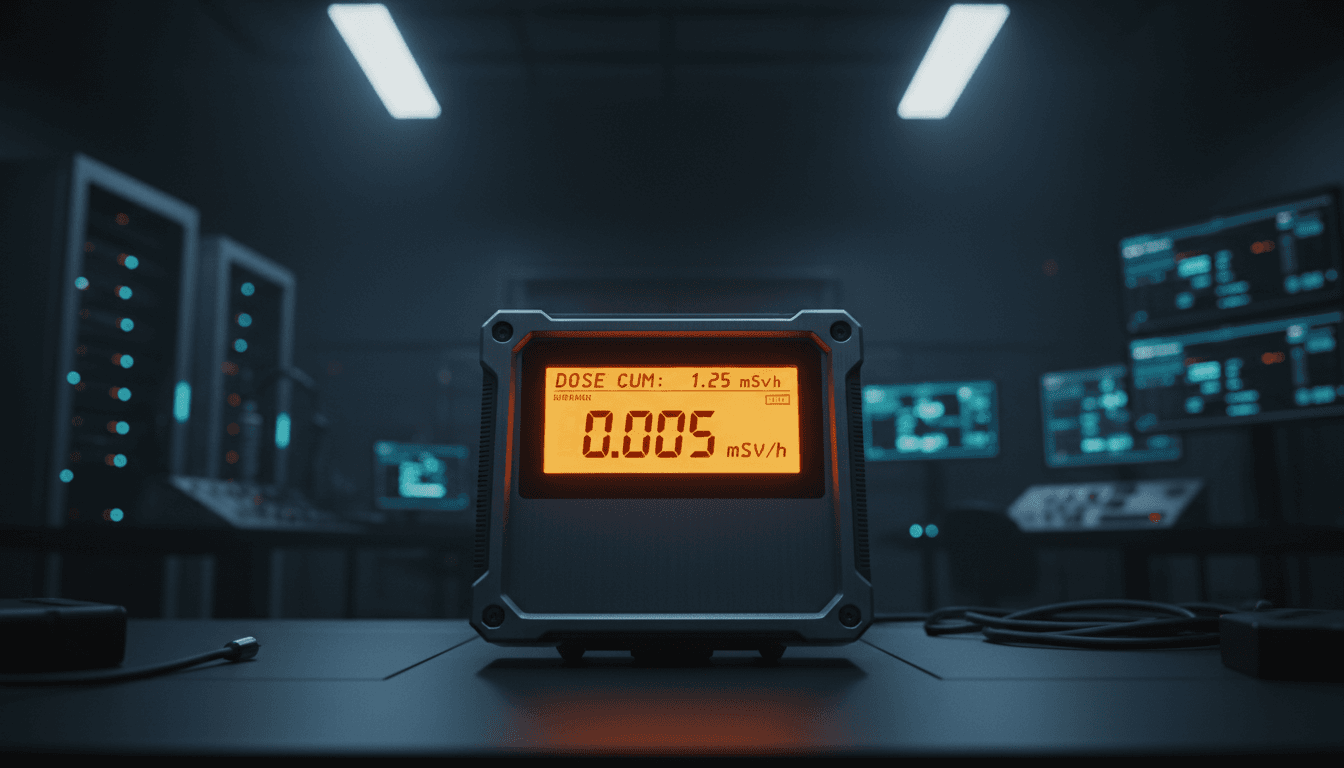 Digital radiation dosimeter with illuminated display readout