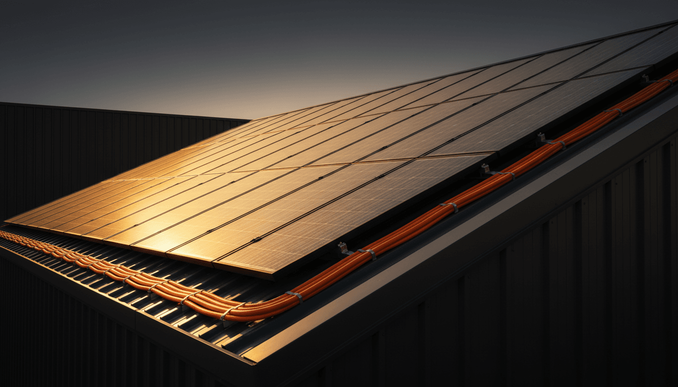 2000W solar panel array generating continuous power output