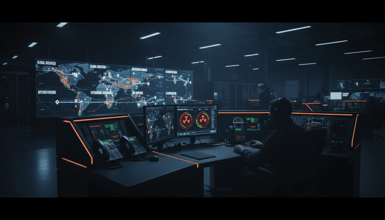 Advanced dispatch command center with live North America order tracking and tactical monitoring systems